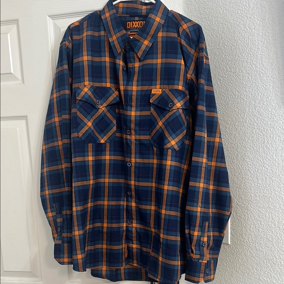 Dixxon Men's Blue and Orange Plaid Shirt size XXL gently worn. High fives - Picture 1 of 5